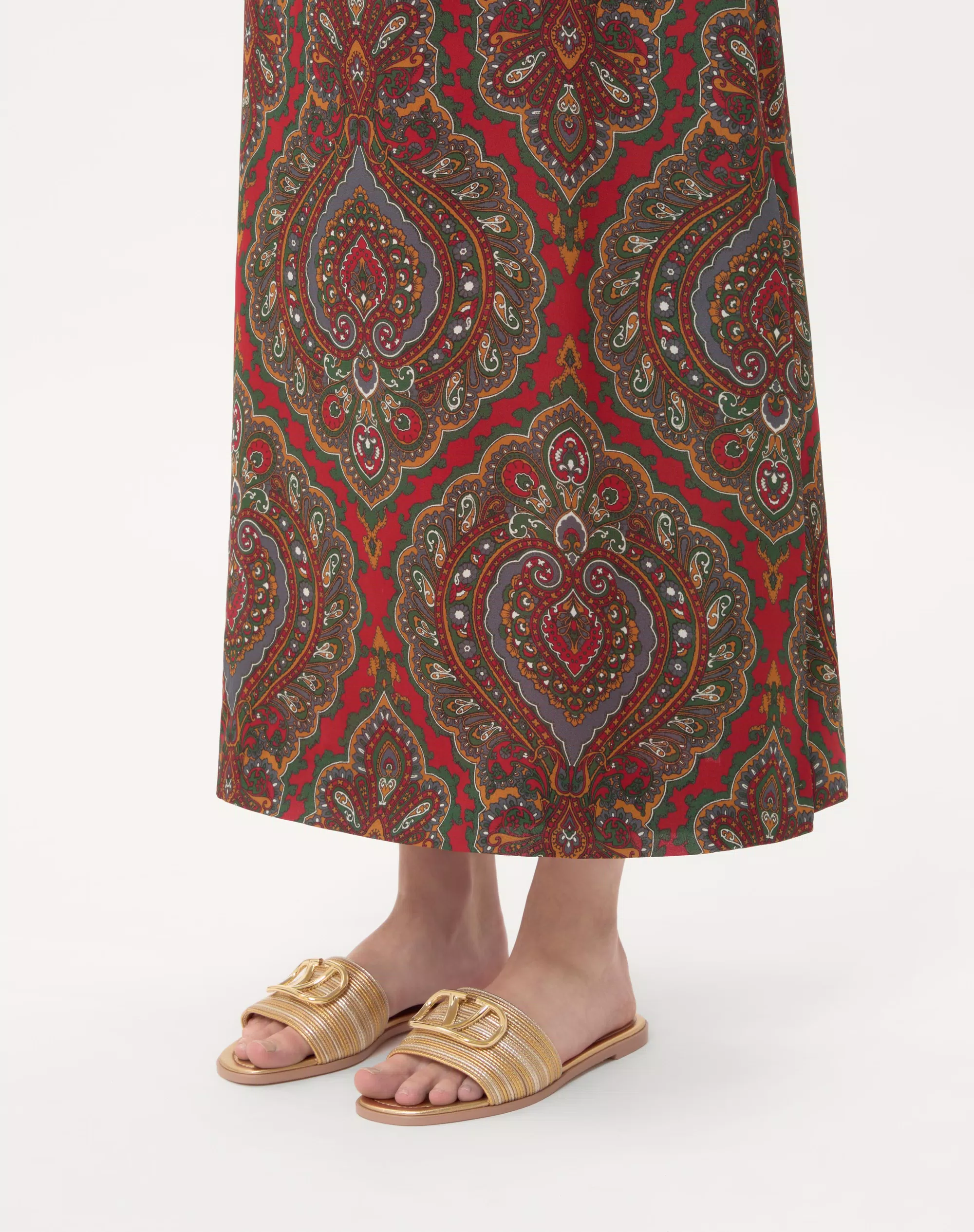 Valentino Vlogo Signature Metallic Leather Slide Sandal With Cornely Embroidery - Image 7